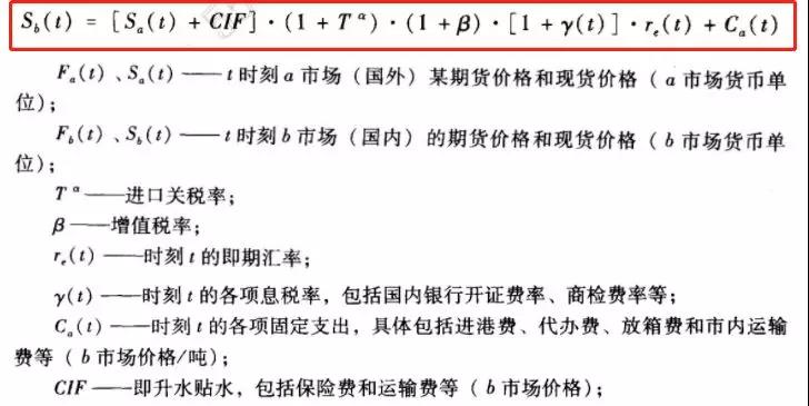 理论价格关系公式