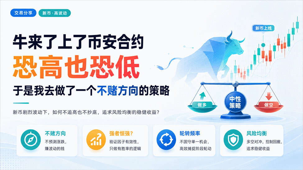 牛来上了币安合约，恐高也恐低，于是我去做了一个不赌方向的策略
