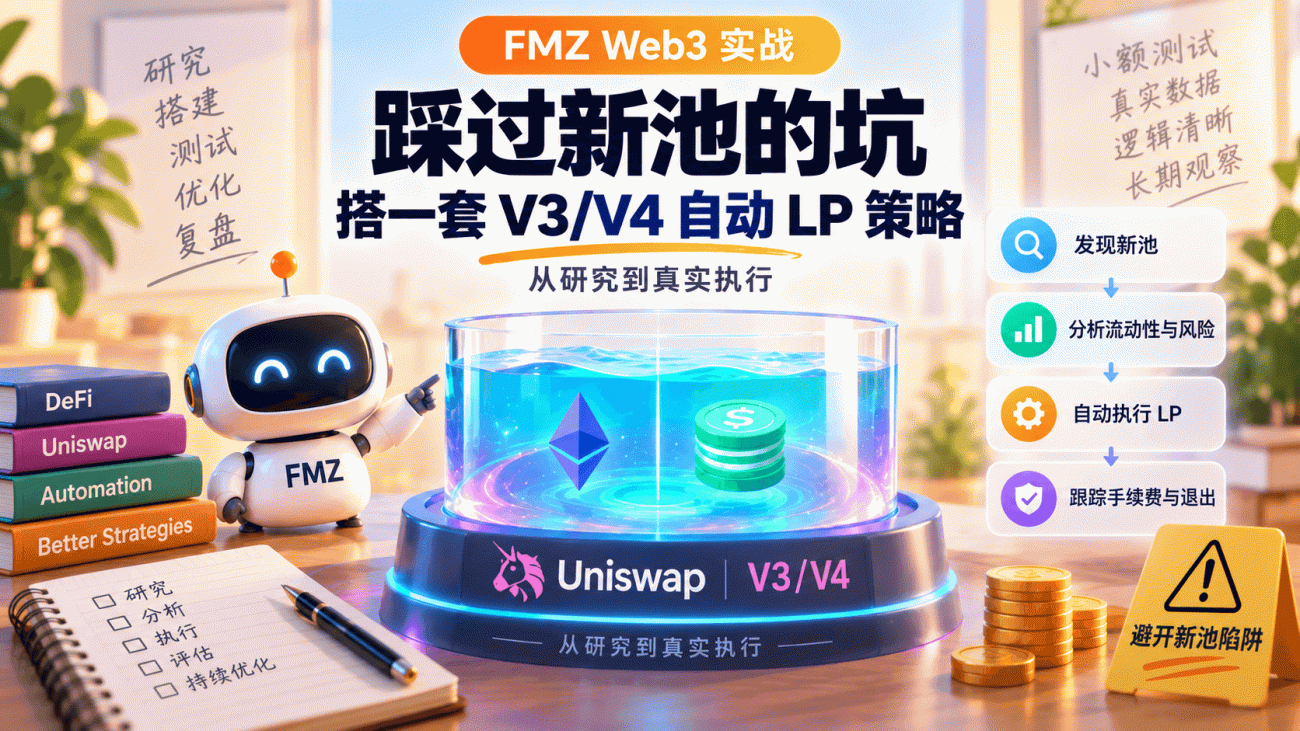 FMZ-Web3-实战：踩过新池的坑，搭一套-V3-V4-自动-LP-策略